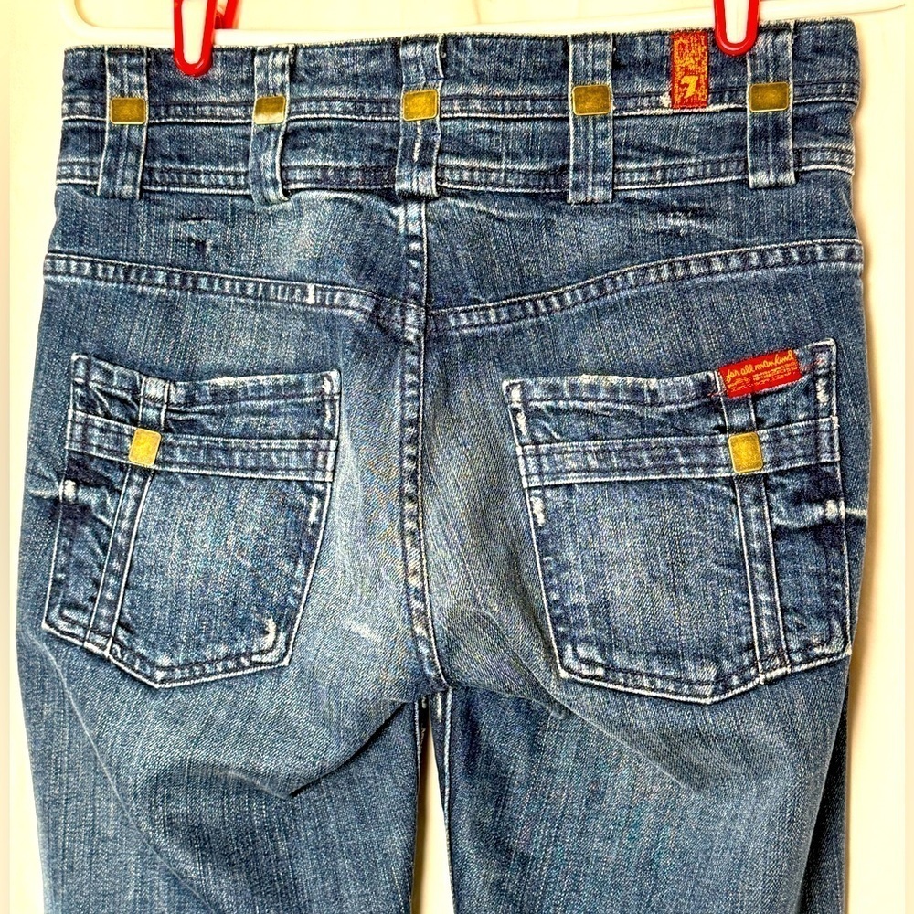 7 For All Mankind Bootcut Flare Jeans Women's Sz 27 Inseam 29" Metal Plates